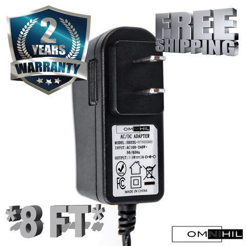 OMNIHIL (8 Foot Long) AC/DC Adapter/Adaptor for LifeSource UA-631 / UA-767 / UA-767T / UA-767TL / UA-767PV / UA-767PVL / UA-767PVS Blood Pressure Monitor Replacement Power Supply Home Wall Charger