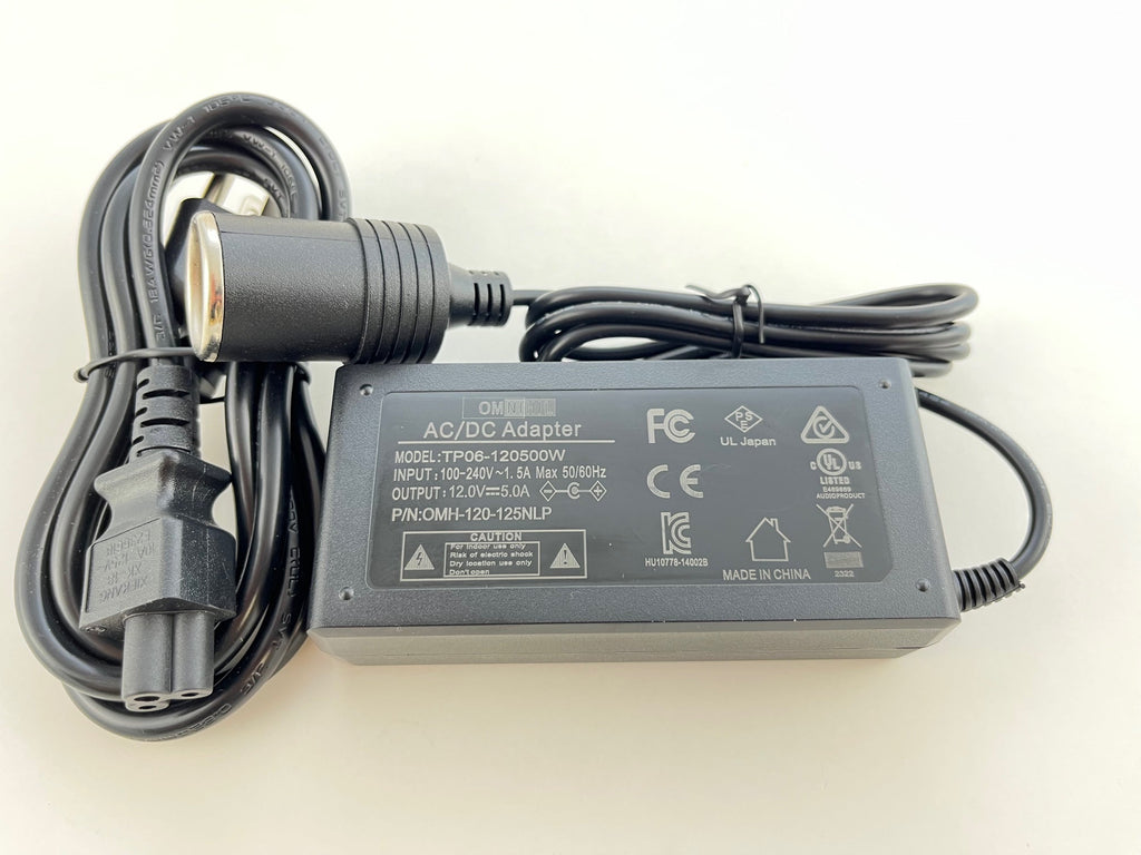 [UL Listed] Omnihil 8FT AC to DC Converter 110V to 12V 5A 60W Car Cigarette Lighter Adapter- Wall Plug Outlet Female Socket Converter - 110/120 to 12 Volt AC/DC Adapter Power Supply