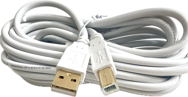 30 ft White High Speed USB 2.0 Cable with Gold-Plated Connectors Compatible with Canon IMAGECLASS MF264DW
