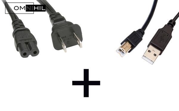 OMNIHIL Replacement AC Power Cord + (15FT) 2.0 USB Cable for Behringer CONTROL2USB Studio Monitor Controller