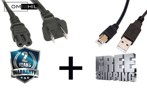 OMNIHIL High Speed 2.0 USB Data Trasfer Cable + AC Power Cord for HP Officejet Printers 3830, 5745, 8620, 8625 etc