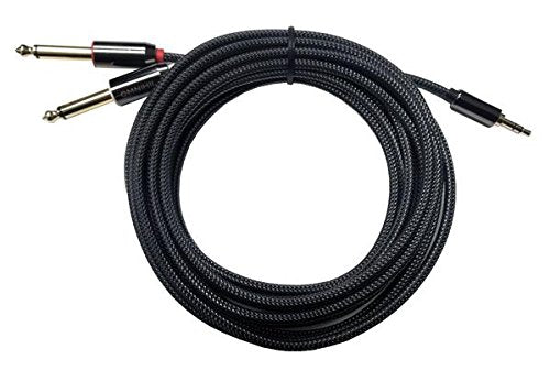 OMNIHIL 3.5 mm TRS to Dual 1/4 inch TS Premium Stereo Breakout Cable (15ft/5M) for FENDER BLUES JUNIOR IV