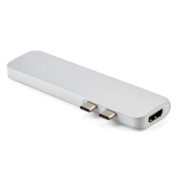 OMNIHIL (Silver) USB C Hub for MacBook Pro 2016/2017, 7 in 1 USB-C to HDMI Output, 2-Ports USB-C, SD+MicroSD Card Readers, and 2-Ports USB 3.0