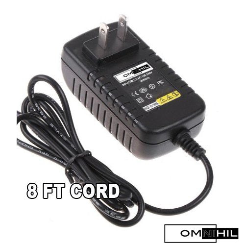 OMNIHIL (8 Foot Long) AC/DC Adapter/Adaptor for ÿAudiovox Portable DVD Player D1809pk D1420 D1500