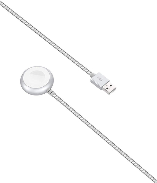 [OMNIHIL] Extra Long Magnetic Charging Cable Compatible with iWatch iOS Watch (3m / 9.8FT) - Silver Braided