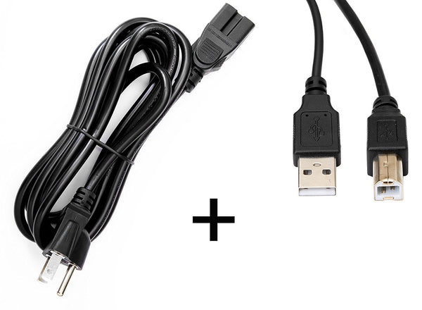 OMNIHIL (15 FT) AC Power Cord w/ High Speed 2.0 USB Cable for Star TSP100 TSP143U , USB, Receipt Printer