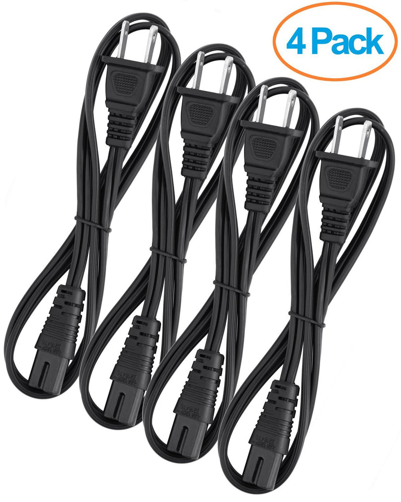 OMNIHIL Slot Power Cord 2 Prong Figure 8 Power Cord Non Polarized Power Cable - 4 Pack