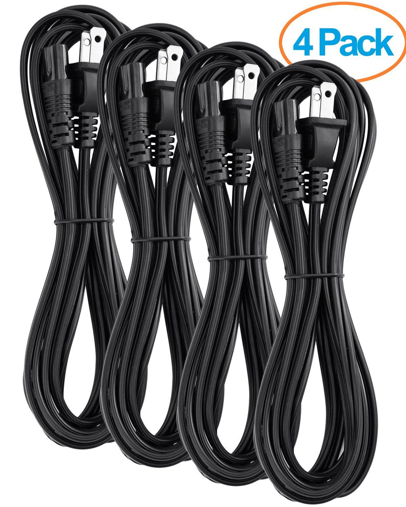 OMNIHIL 10 Feet Slot Power Cord 2 Prong Figure 8 Power Cord Non Polarized Power Cable - 4 Pack