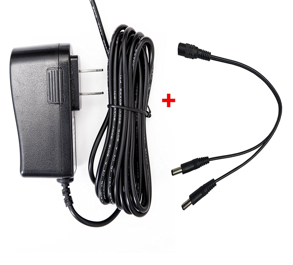 OMNIHIL 8FT 12V 0.5A - 1A 500mA - 1000mA AC/DC Adapter with Male Splitter Cord for CCTV Cameras with 5.5mm x 2.1mm Plugs