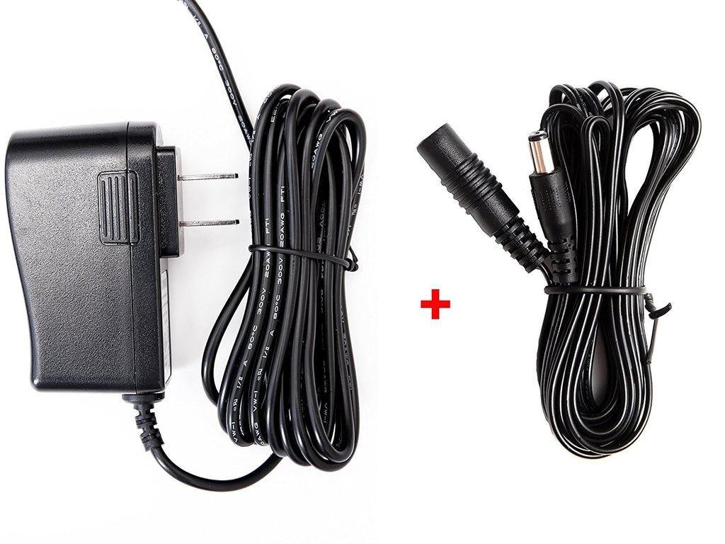 OMNIHIL 8FT 12V 0.5A - 1A 500mA - 1000mA AC/DC Adapter with 10FT Extension Cord for CCTV Cameras with 5.5mm x 2.1mm Plug 18' Total Length