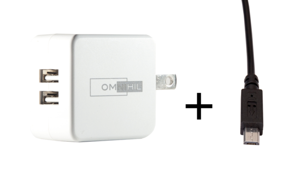 OMNIHIL Replacement 2-Port USB Charger+(15FT)MICRO-USB for iLive Bluetooth Portable Boombox IBB313PR