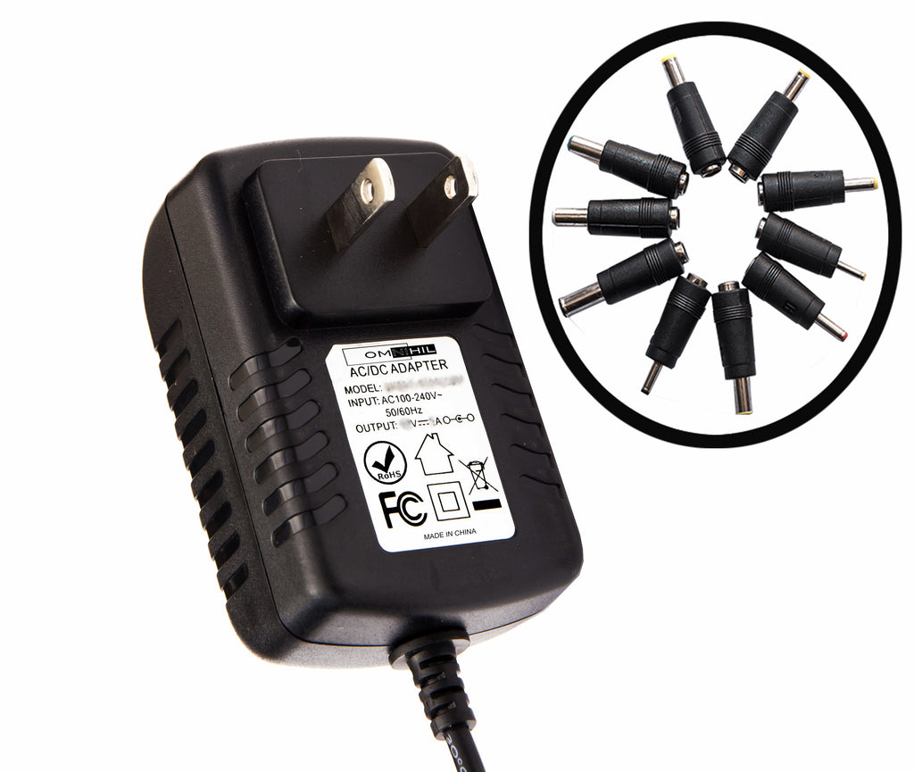 OMNIHIL (8 FT) Universal 5V 3A Power Adapter 10 Different Plugs 6.5x4.4 5.5x2.5 5.5x2.1 5.5x1.7 5.0x3.0 4.8x1.7 4.0x1.7 3.5x1.35 3.0x1.1 2.5x0.7 mm
